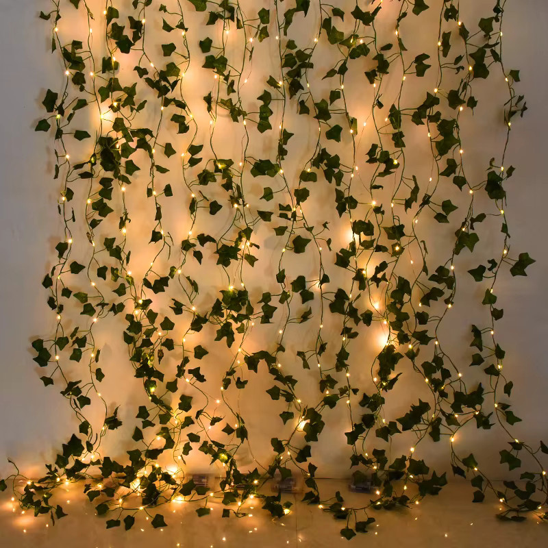 LED Efeu Lichterkette mit künstlichen grünen Blättern, batteriebetrieben, warmweißes Licht für Hochzeiten und Home Deco - Bild 2