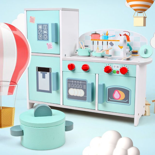 i·wood Mini-Kühlschrank-Spielset aus Holz in Weiß und Multicolour für Kinder - Bild 1