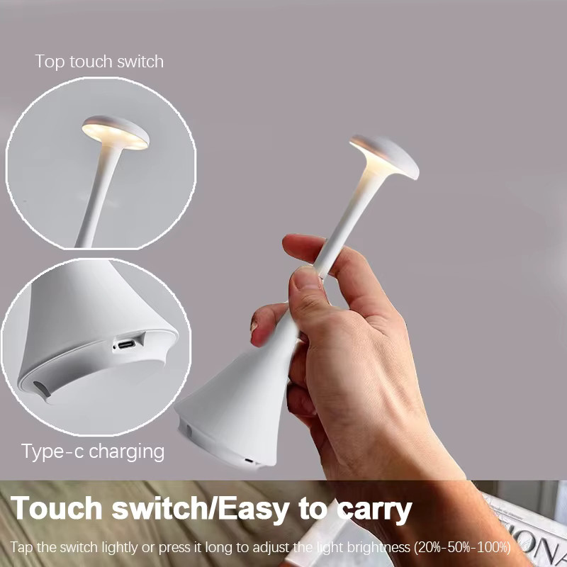Lyfs LED Tischlampe mit Touch-Sensor, dimmbare kabellose Desktop-Nachtlicht und Leselampe in Warmweiß - Bild 3
