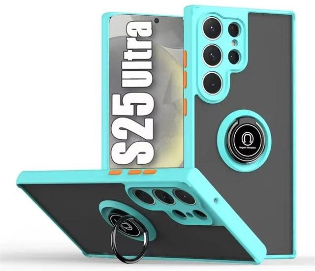Magnetische Matte Schutzhülle für Samsung Galaxy S25 S24 S23 S22 S21 S20 Ultra FE 5G mit Ringhalter in Blau - Bild 1