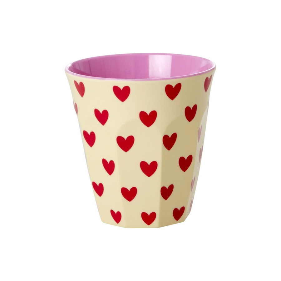 Rice Melamin Becher Darling Hearts Print Crème mit floralem Muster 250 ml - Bild 1