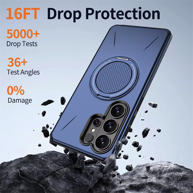 Magnetische Panzerhülle mit 360 Grad Metallring für Samsung Galaxy S26 Ultra, S25 Edge, S24 FE und S23 Plus mit MagSafe Kompatibilität in Rot oder Blau - Bild 4