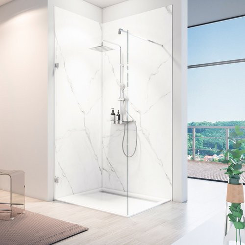 Schulte Duschrückwand ExpressPlus DecoDesign aus Aluminium-Verbundplatte in Weiss, B: 150 cm, H: 255 cm - Bild 1