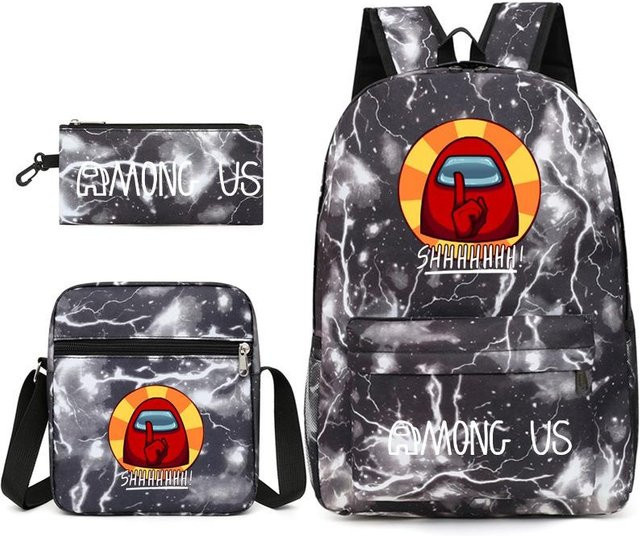 3-teiliges Schulrucksack-Set für Schüler aus Oxford-Stoff in Multicolour mit Schultasche und Federmäppchen - Bild 1