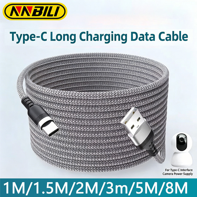 NNBILI USB Typ C Schnelllade-Verlängerungskabel für Android in Grau - Bild 1