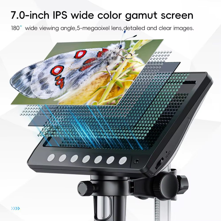 INSKAM Digitalmikroskop, 50- bis 1200-fache Lupe, 8 LED-Leuchten, Black - Bild 2