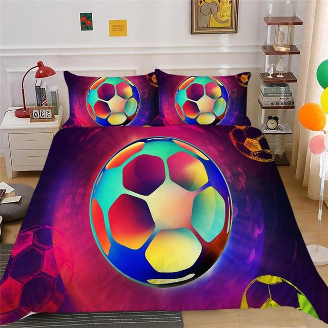 JMG Household Supplies 3D Fußball Bettwäsche-Set für Kinder aus Mikrofaser, Mehrfarbig, B/H: 135 x 200 cm - Bild 1