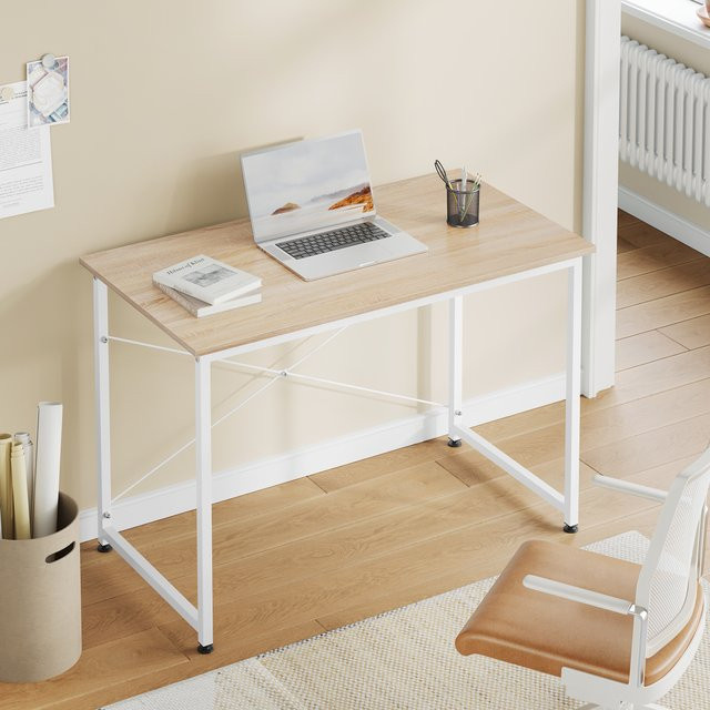 WOLTU Moderner Computertisch mit Metallrahmen in Weiß für Home-Office und Gaming, B/T/H: 100 x 50 x 75 cm - Bild 1