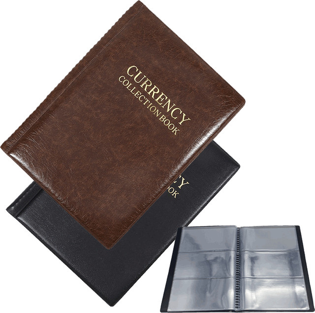 Banknoten-Sammelalbum mit 30 Taschen und 10 Blättern in Schwarz und Transparent zum Schutz deiner Währungen - Bild 1