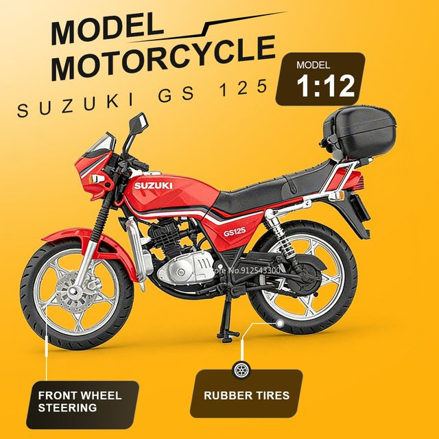 RMZ city SUZUKI GS125 Hayabusa Motorradmodell, 1:12 Maßstab, mit Sound, Licht, Gummireifen, Rot - Bild 1