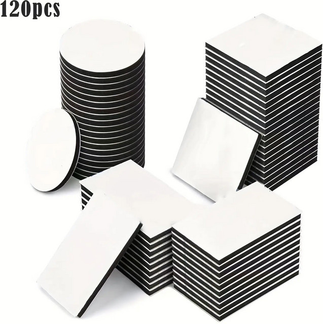 Chich Tiger 120 Stück doppelseitiges Schaumstoff-Klebeband in Schwarz für Wand, Boden und Tür - Bild 1