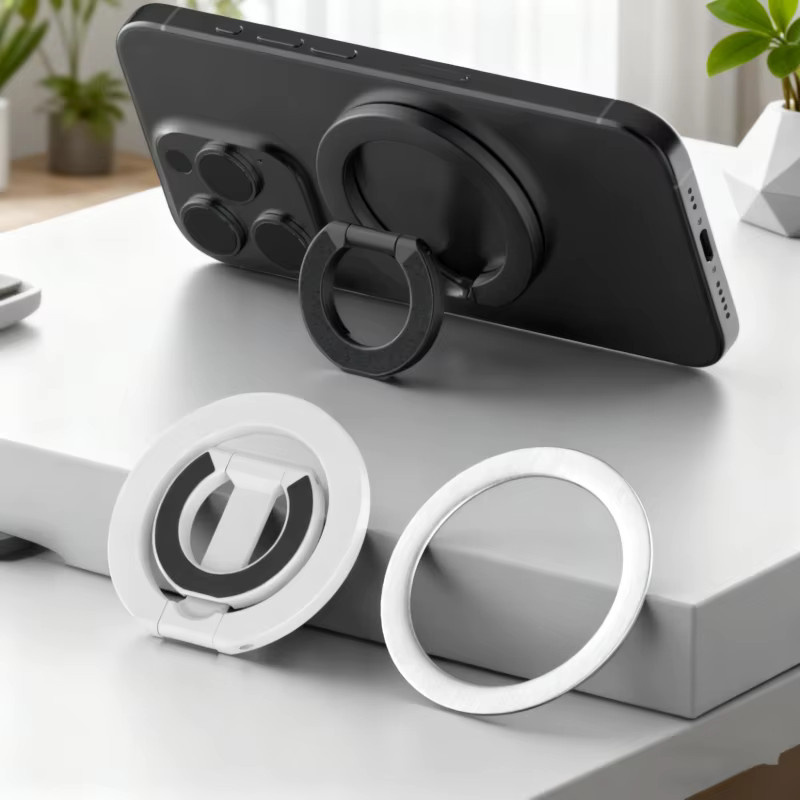 WSSHE Doppelter magnetischer Handy-Ringhalter in Schwarz, kompatibel mit abnehmbarem Handy-Griffständer für die iPhone-Serie - Bild 4
