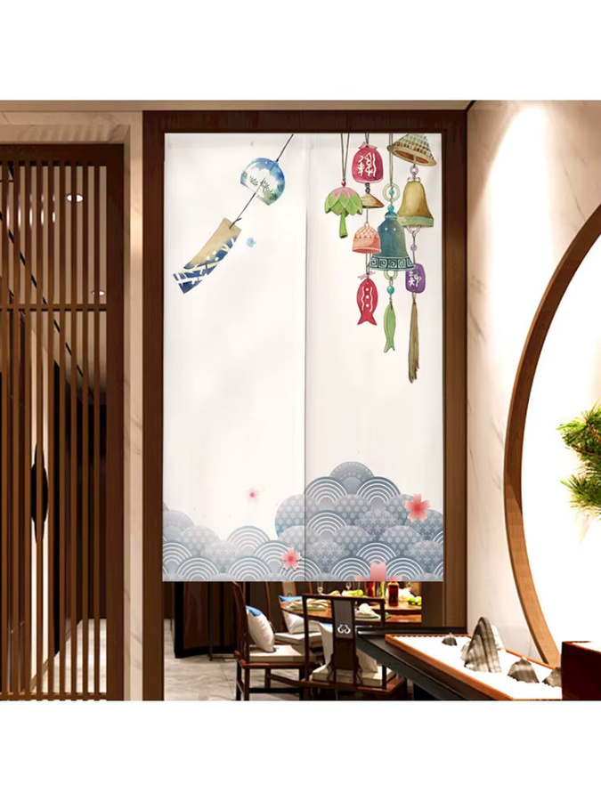 VIKAMA Türvorhang im japanischen Stil mit Glückskatze, halbtransparenter Raumteiler für Esszimmer und Küche, B: 100 cm, H: 170 cm - Bild 4