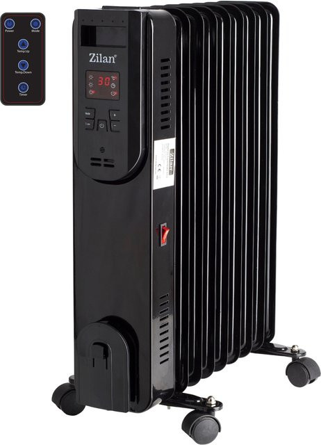 Zilan Radiator mit 9 Rippen in Schwarz, 2000W, mit Fernbedienung und Display - Bild 1