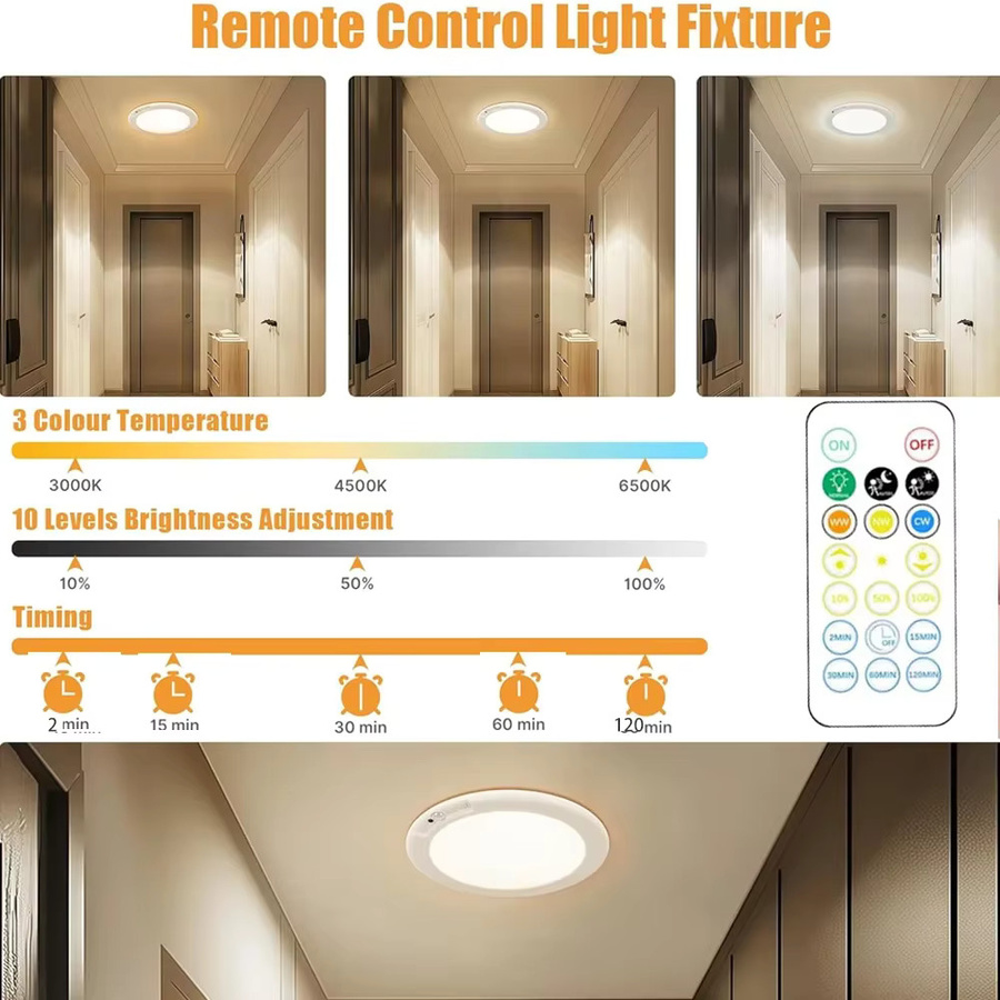 YSRSAI Ultradünne PIR-Sensor-Deckenleuchte in Weiß mit Fernbedienung, dimmbar und magnetischer Installation als Nachtlicht für den Korridor - Bild 3