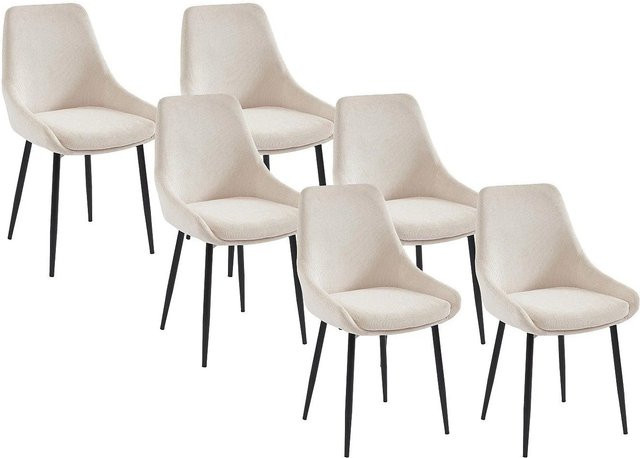 Vente-unique Stuhl Masurie in Creme mit Cord-Bezug und Metallgestell, Breite: 49 cm, Tiefe: 49 cm, Höhe: 49 cm - Bild 1
