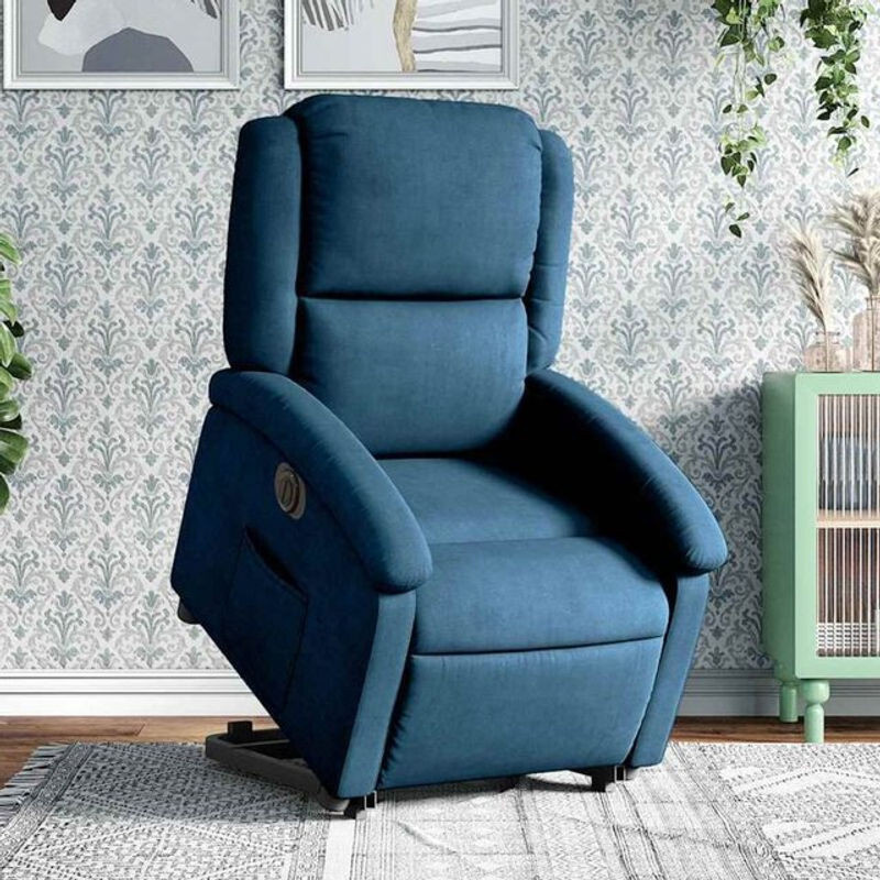 Elektrischer Relaxsessel mit Aufstehhilfe von vidaxl in Blau aus Samt - Bild 1