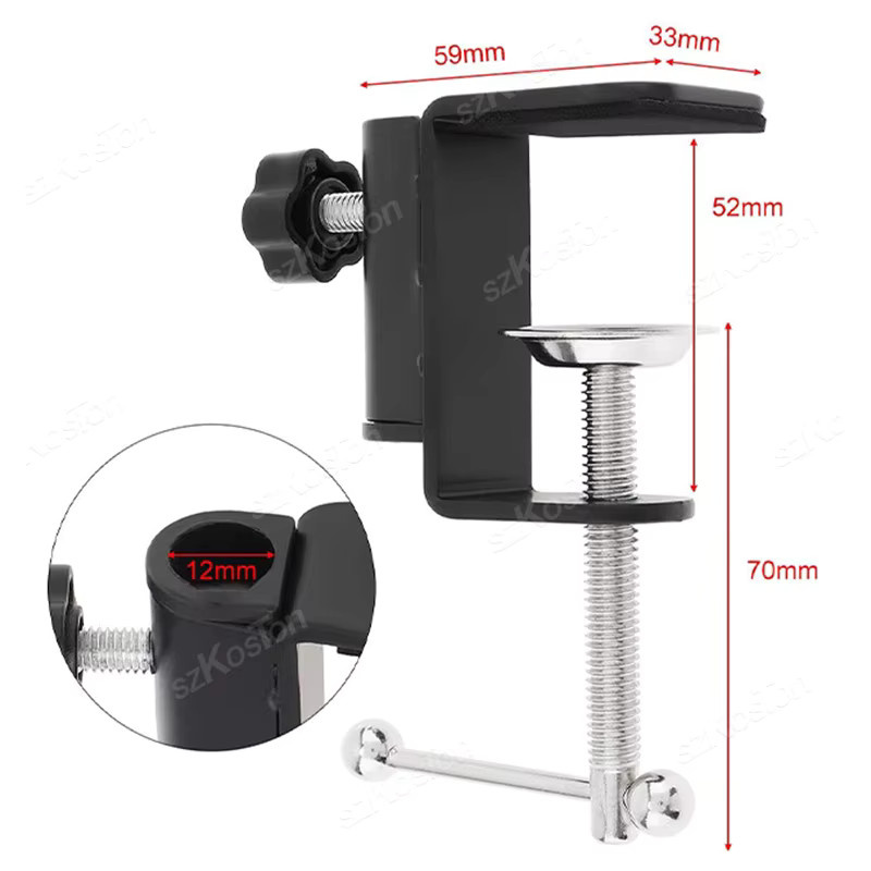 SZKOSTON C-Form Schreibtisch-Klemmhalterung in Schwarz für Mikrofon, Boom Arm oder Tischleuchten - Bild 5