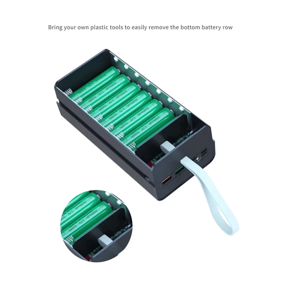 NVPONE DIY 18650 Powerbank Bausatz mit 22,5 W Schnellladegerät in Schwarz - Bild 3