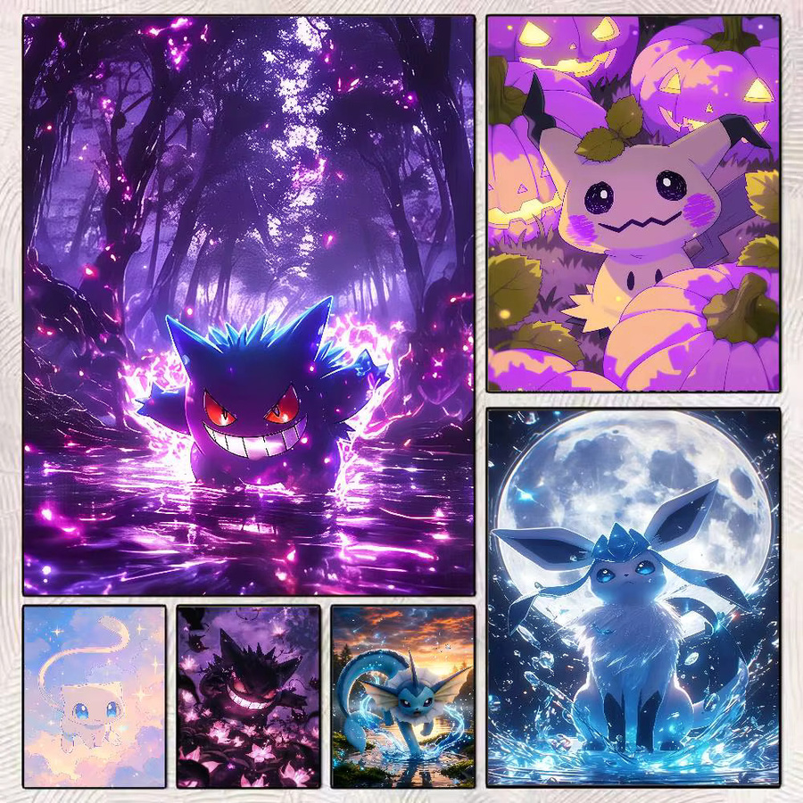 Pokemon Anime Totodile Wandkunst HD-Leinwand von Bandai, mehrfarbige Illustration als wasserfester Druck für deine Heimdekoration - Bild 4