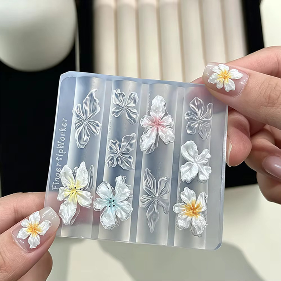 MAFANAILS Nagelschablone, 3D Hibiskusblüten, Silikon, Klar - Bild 3