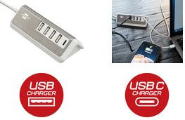 Brennenstuhl estilo USB-Multiladegerät mit Schnellladefunktion, 1x USB-C und 4x USB-Buchsen, Edelstahl-Oberfläche, Weiß/Silber - Bild 2