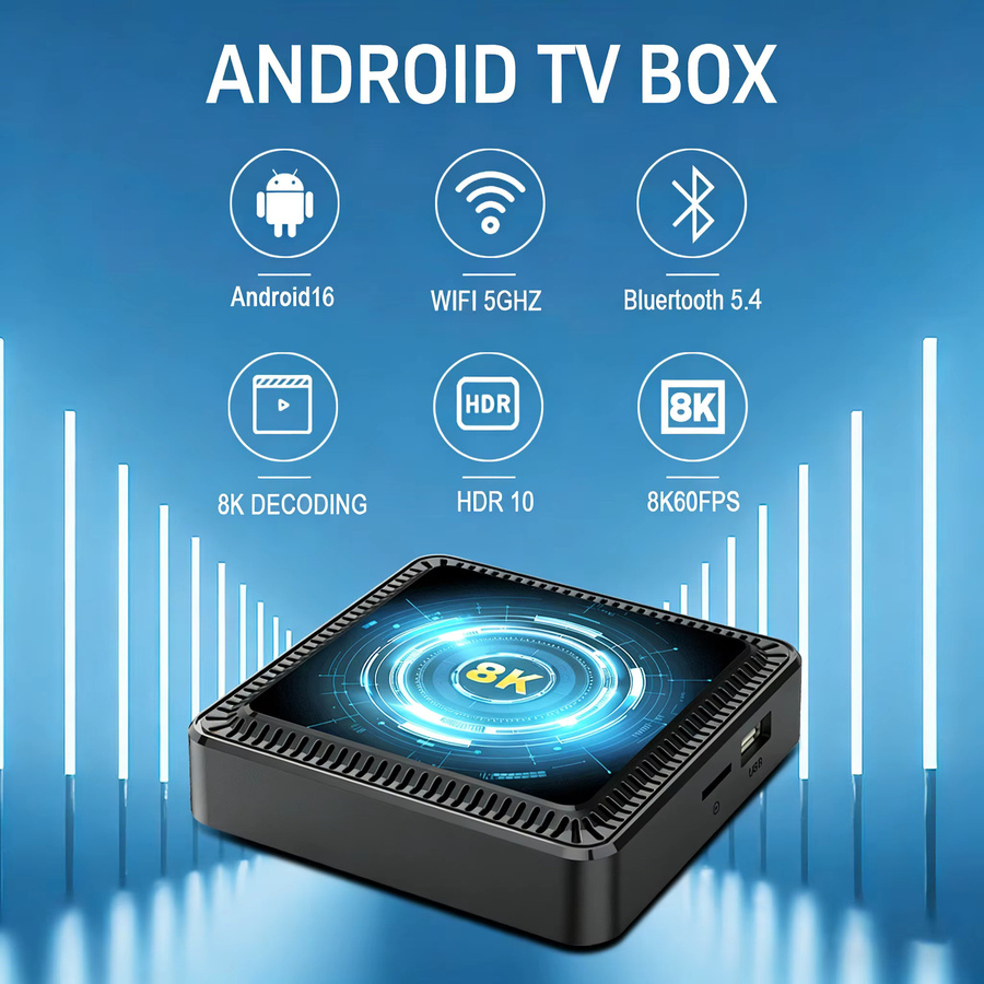 Allwinner Q19 Smart TV Box mit Android 16, Dual Wifi6 2,4G & 5G, HD 4K 8K Video Unterstützung, Google Sprachassistent und Netflix, Schwarz - Bild 6