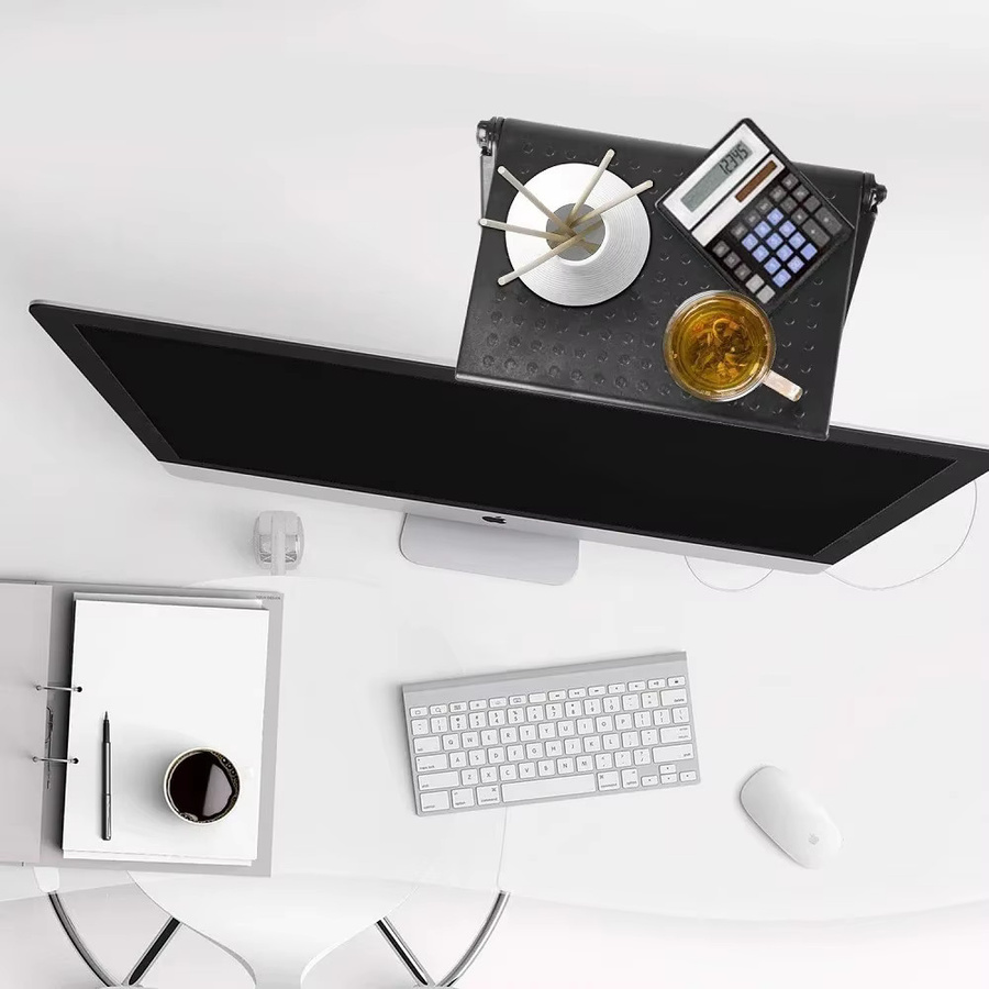 VIE LENTE Monitorständer und TV-Bildschirmständer in Schwarz, modernes Regal für Bürobedarf und Dekorationen, matt - Bild 4