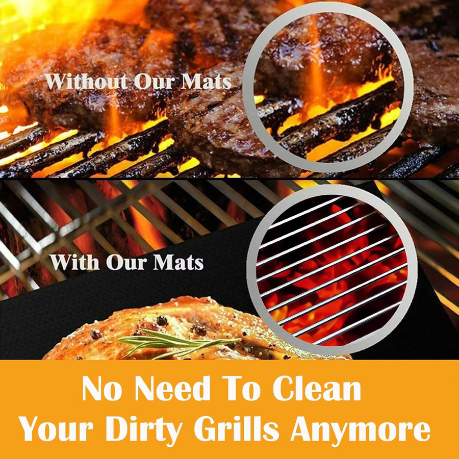 APWIKOGER BBQ-Grillmatte, hitzebeständige Antihaftmatte zum Backen im Freien, Schwarz, B/T: 40 x 33 cm - Bild 2