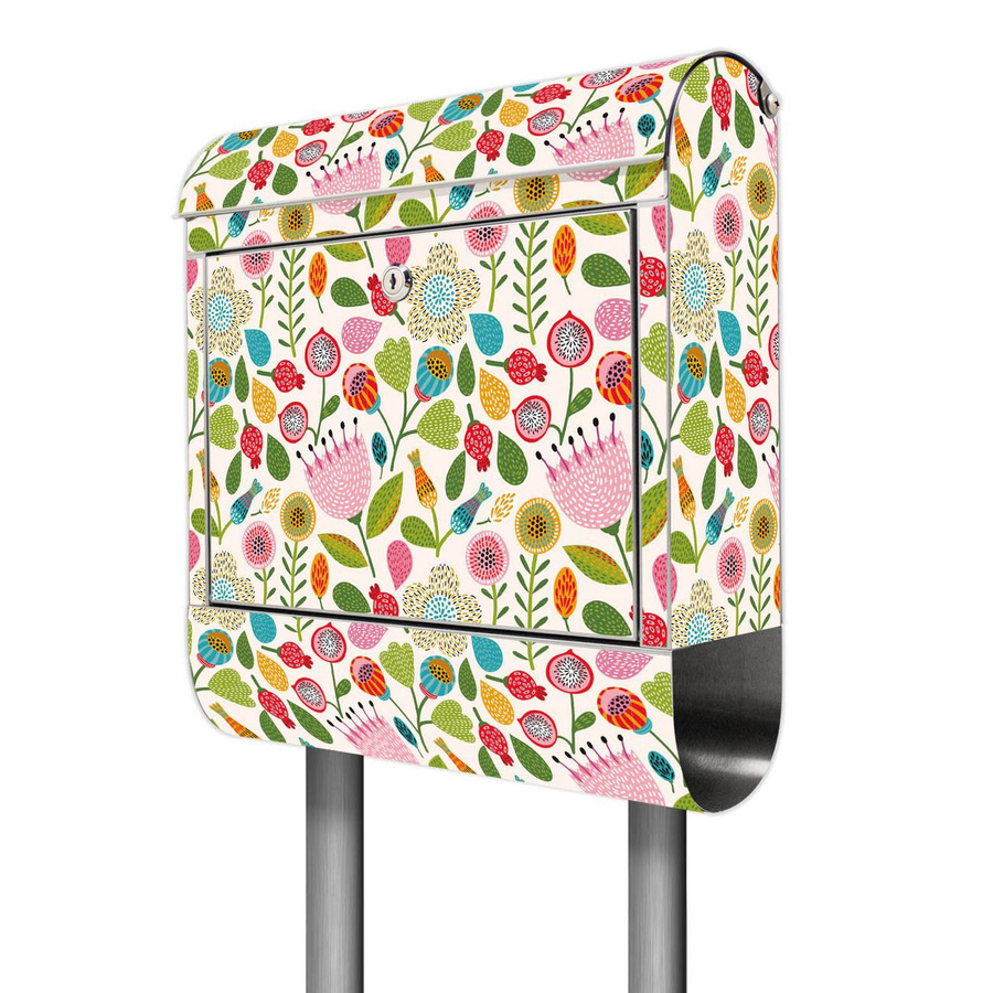 Banjado Edelstahl Standbriefkasten personalisiert mit Motiv Rosa Kelch Hell, Farbe Pink/Mehrfarbig, B/T/H: 38 x 14 x 161,5 cm - Bild 1
