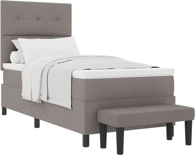 vidaXL Boxspringbett mit Matratze und Kopfteil in Taupe, Hybrid-Matratze, B/T/H: 90 x 200 x 140 cm - Bild 1