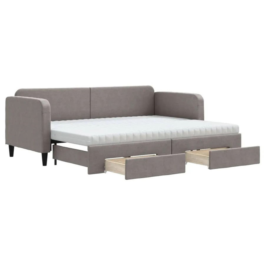 vidaXL Tagesbett ausziehbar mit Schubladen in Taupe, B/T/H: 80 x 200 x 75 cm - Bild 2