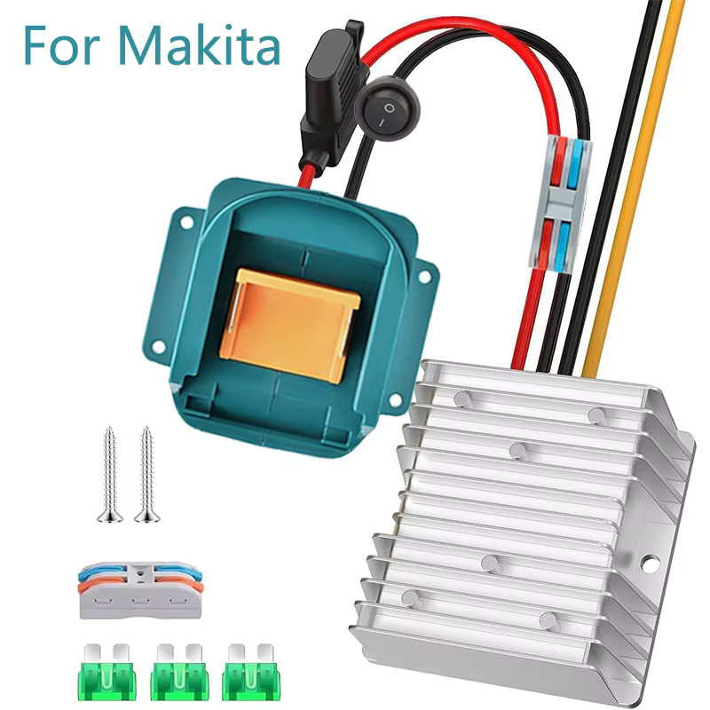 Buck-Konverter DC18/20V auf 12V für Makita 18V Li-Ion Akku, 240W 20A mit Schalter und 30A Sicherung, DIY Stromadapter für Spielzeugautos - Bild 2