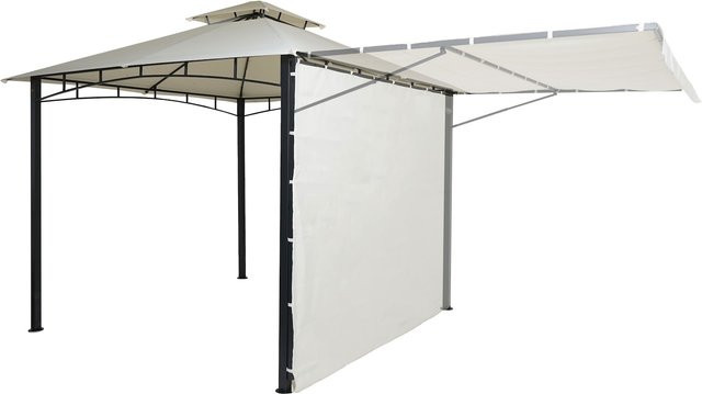 Garten Pavillon MCW Pergola F94 aus Stahl mit beweglicher Seitenwand in Beige, B x T: 2,5 x 2,5 m - Bild 1