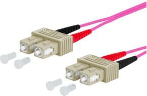 BTR NETCOM Duplex Glasfaserkabel OM4 mit SC/SC Steckern, Farbe: Pink, Länge: 1 m - Bild 1