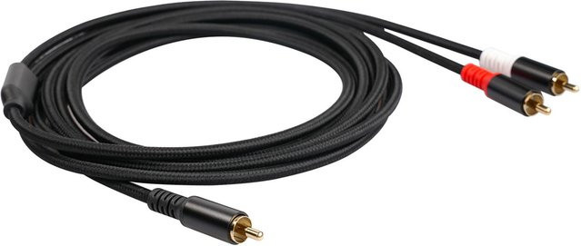 Igeteck RCA-Y-Kabel Stereo-Audiokabel 1 RCA-Stecker auf 2 RCA-Stecker vergoldet doppelt abgeschirmt schwarz Länge: 2 m - Bild 1