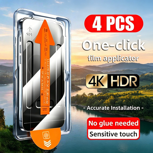 4 Stück HD-Displayschutzfolien aus gehärtetem Glas für iPhone 13, iPhone 13 Mini, iPhone 13 Pro und iPhone 13 Pro Max, transparent, kratzfest mit staubfreier Installation - Bild 1