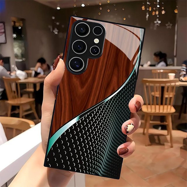 Handyhülle aus Glas mit kreativem Wabenholzmuster für Samsung Galaxy S26 S25 S24 S23 S22 S21 S20 Ultra Plus 5G und Galaxy A16 in Multicolour, mattierte Vollabdeckung - Bild 1