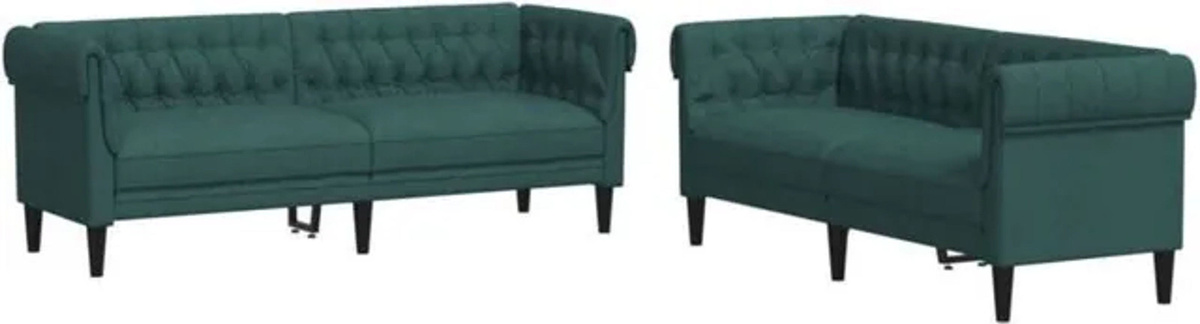Vidaxl 2-tlg. Sofagarnitur in Grün aus Stoff und Massivholz im modernen und klassischen Design - Bild 1
