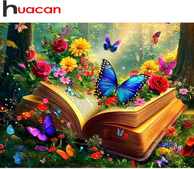 Huacan Diamantmalerei Schmetterlingsbuch, Bastelset, Tiere, Bunt - Bild 1