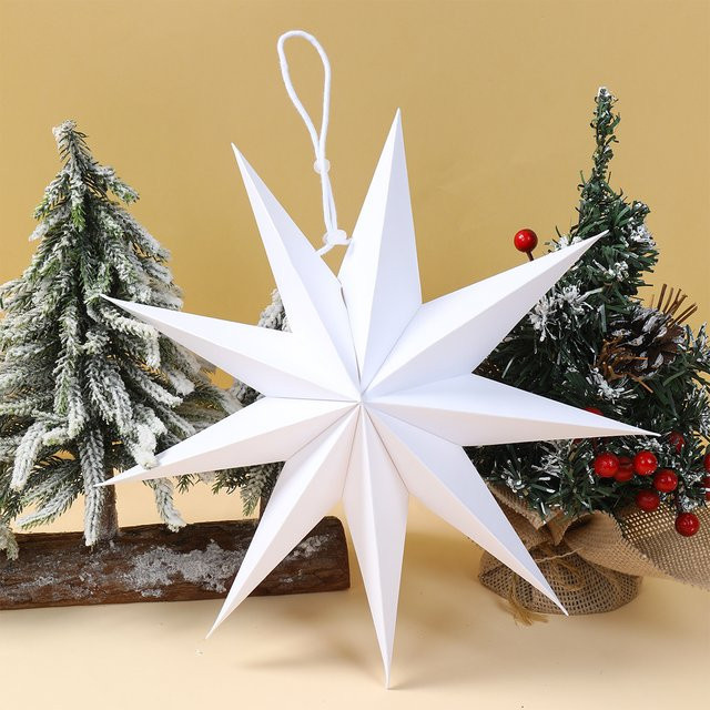 PATIMATE 3er-Set Weihnachtsbaum Stern Anhänger aus Papier in Schwarz und Weiß zur Dekoration für Weihnachten und Silvester - Bild 1