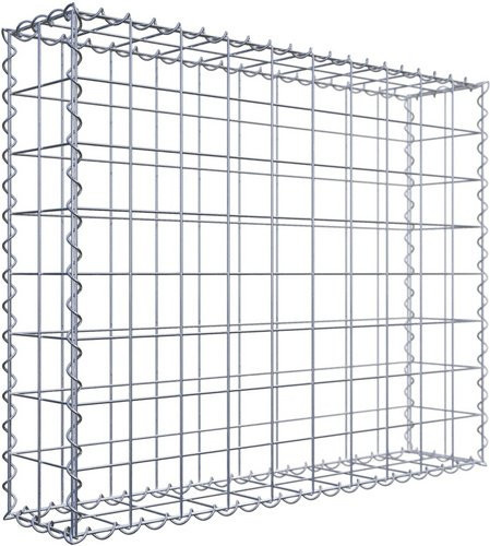 Gabiona Gabione Korb aus verzinktem Stahl, silber, B/H/T: 80 x 100 x 20 cm, Maschenweite 10 x 10 cm - Bild 1