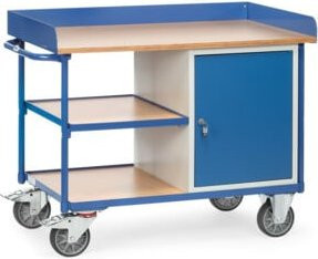 Fetra Werkstattwagen 2435 in Blau und Grau mit Arbeitsplatte, Rollbar und TPE-Reifen, Tragkraft 400 kg, B/T/H: 60 x 50 x 60 cm - Bild 1