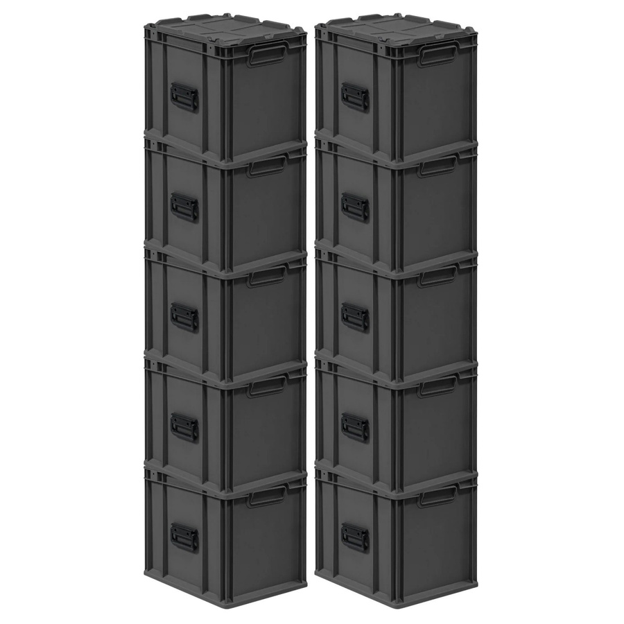 PROREGAL Supersparset 10x Eurobox Nextgen Portable Transportboxen in Schwarz, H x B x T: 33,5 x 30 x 40 cm, 30 Liter pro Behälter - Bild 2