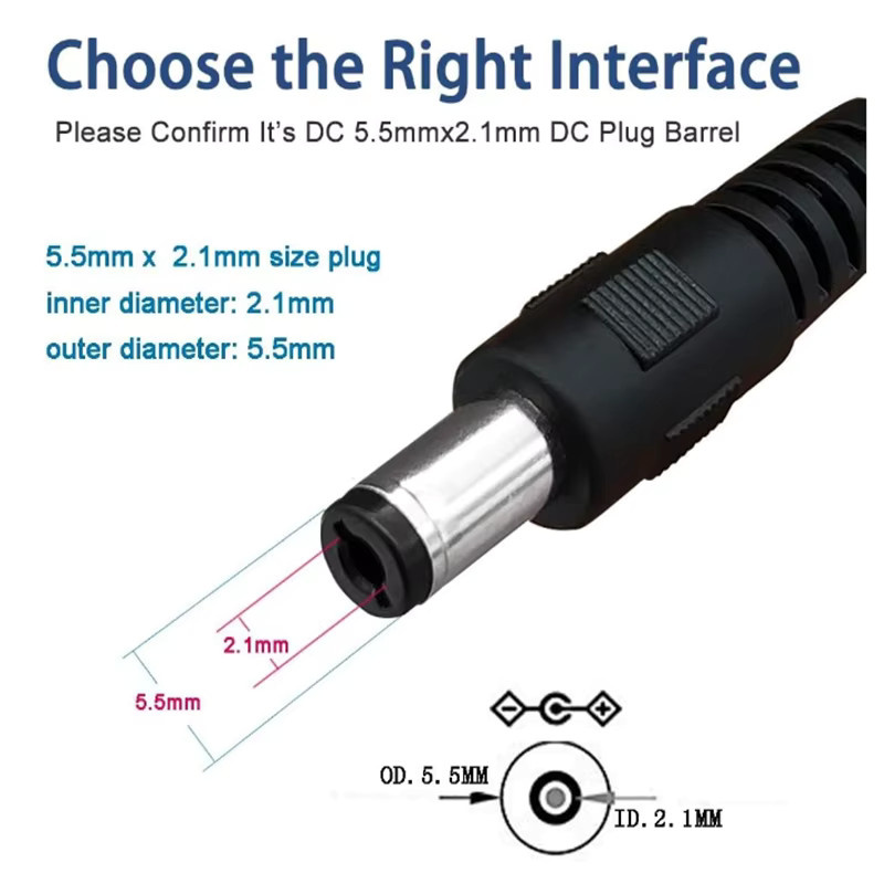 AXONUS USB 2.0 Typ A auf DC 5,5 x 2,1 mm Hohlstecker Kabel in Schwarz, Länge: 80 cm - Bild 3
