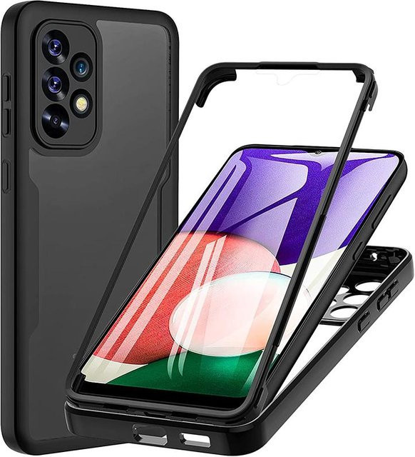 Stoßfeste 360 Grad Vollschutz Hülle für Samsung Galaxy, iPhone und Xiaomi in Schwarz und Transparent - Bild 1