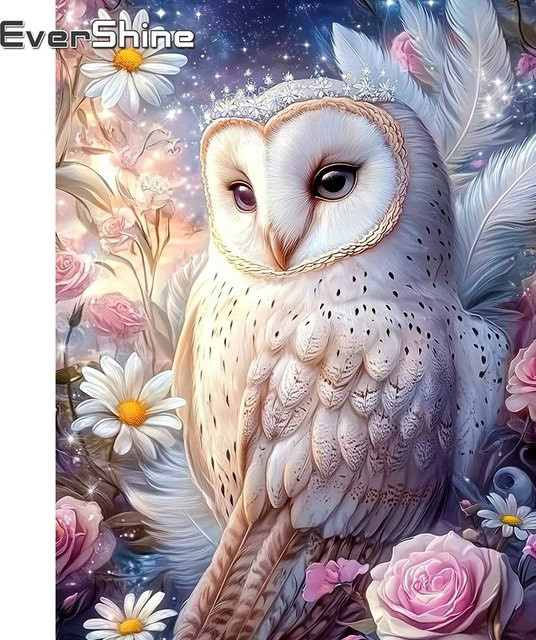 Evershine Diamant-Stickerei Set mit floralem Vogel-Motiv in Multicolour, Full Drill Mosaik-Malerei mit runden Strasssteinen, B/H: 30,0 x 20,0 cm - Bild 1