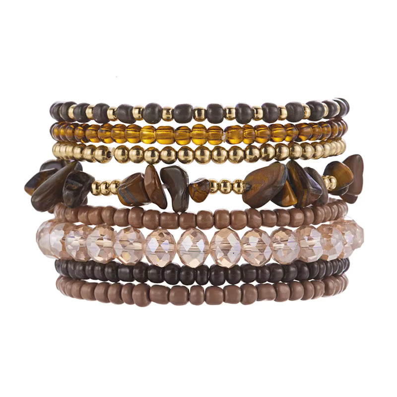 Abay Armband Set, Tigerauge Stein, Kristall, Bunt, Unisex, Boho - Bild 2