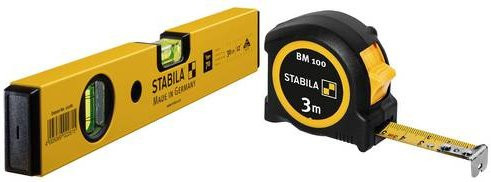 Stabila Wasserwaage Type 70 und Taschenbandmaß BM 100 Set aus Leichtmetall in Gelb, Breite: 30 cm - Bild 1