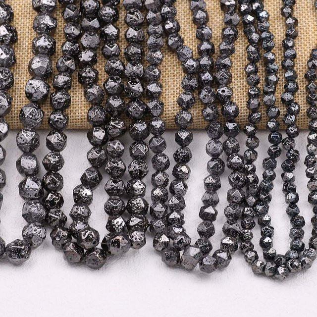JHNBY Perlen, Naturstein, schwarz, facettiert, 6-12mm, Unisex - Bild 1